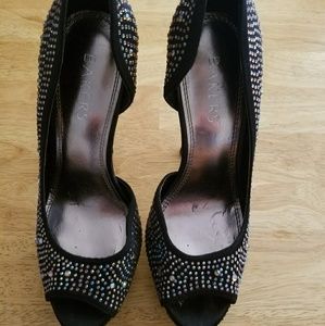 Bakers black rhinestone platform heels size 7.5